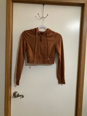 New Mix Rust Orange Cropped Hoodie